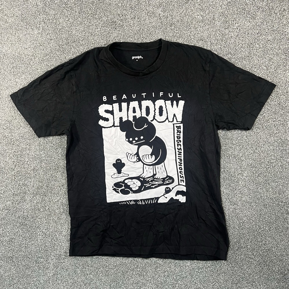 Graniph Beautiful Shadow Men's M Black Graphic T Shirt Japan Streetwear